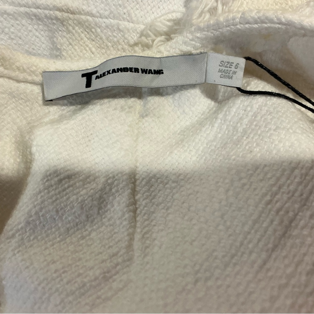 T By Alexander Wang Sleeveless Frayed White Women’s Shift Dress - Picture 6 of 9